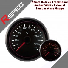 R SPEC 52mm Deluxe Traditional Amber/White Exhaust Temperature Car Gauge